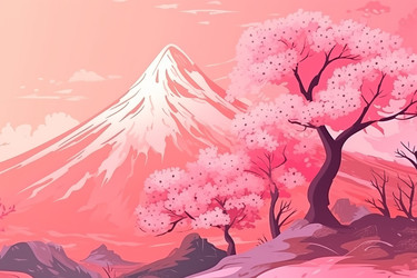 Пейзаж с деревьями сакуры. Генерировать искусственный интеллект - yliv