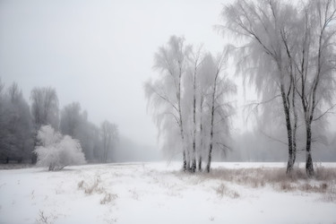 Пейзаж из заснеженных деревьев. Природа заснеженная. Генерировать искусственный интеллект - yliv