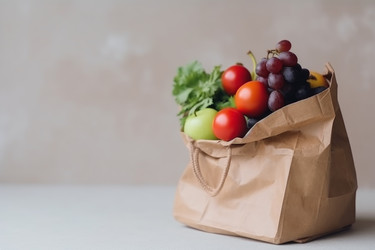 Пакет с фруктами и овощами. Рыночный продукт. Генерировать искусственный интеллект - yliv