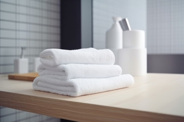 White clean towel bathroom cotton. Spa room. Generate Ai - yliv