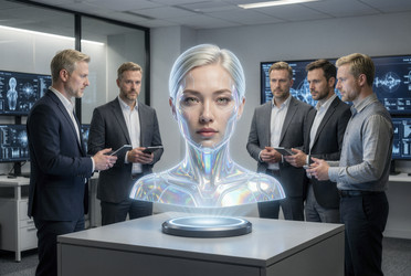 Футуристическая презентация искусственного интеллекта в зале заседаний - Vvicca