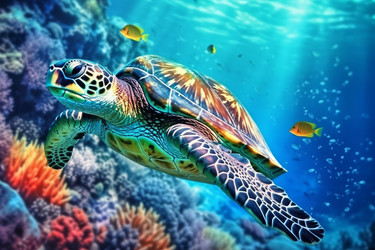 Черепаха плывет по морю. Генерировать искусственный интеллект - yliv