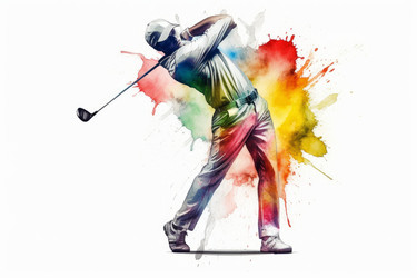 Golf player watercolor. Generate Ai - yliv