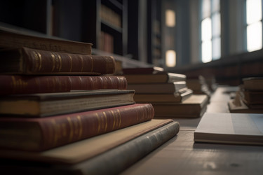 Библиотечные книги крупным планом. Старая литература. Генерировать искусственный интеллект - yliv