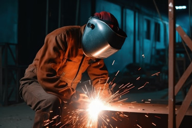 Равномерная работа сварщика. Предохранительная вспышка. Вымышленный человек. Генерировать искусственный интеллект - yliv