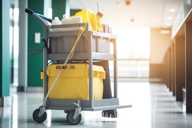 Office cleaning tool cart. Generate Ai - yliv