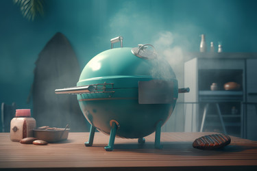Коптильня для 3d-барбекю. Еда, приготовленная на гриле. Генерировать искусственный интеллект - yliv