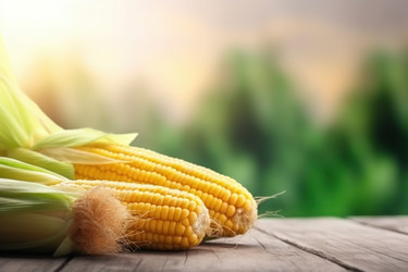 Выложите спелую кукурузу стопкой на стол. Генерировать искусственный интеллект - yliv