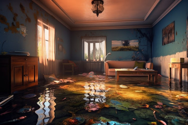 Комната, поврежденная водой. Домашний этаж. Генерировать искусственный интеллект - yliv