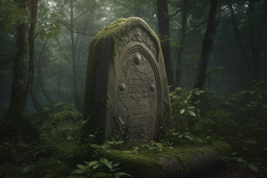 Надгробный камень в викторианском лесу. Камень памяти. Генерировать искусственный интеллект - yliv