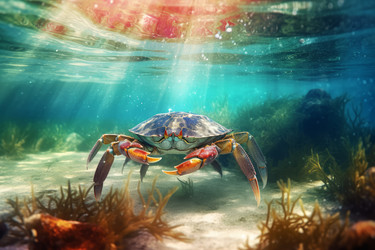 Краб под водой при дневном свете. Генерировать искусственный интеллект - yliv