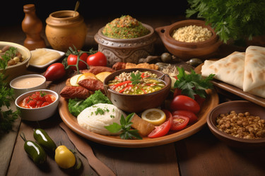 Стол с ливанской кухней. Арабская кухня. Генерировать искусственный интеллект - yliv