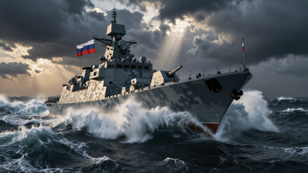 Корабль ВМФ России Плывет по Штормовому морю - Vvicca