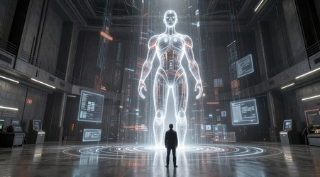 Футуристический интерфейс со сканированием человеческого тела - Vvicca