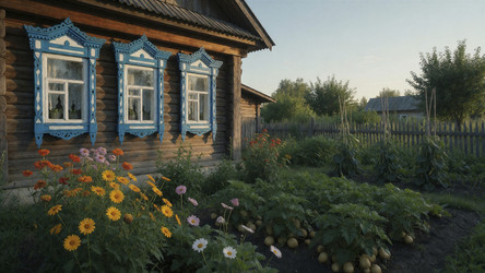 Деревенский деревянный коттедж с ярким садом - Vvicca