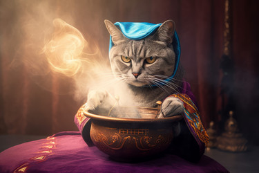 Милый волшебный кот. Животное хрустальный котенок. Генерировать искусственный интеллект - yliv