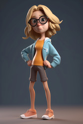 3d мультяшная девушка в очках. Художественный персонаж. Генерировать искусственный интеллект - yliv