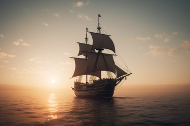 Корабль, плывущий по морю. Океанское приключение. Генерировать искусственный интеллект - yliv