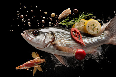 Рыбные свежие продукты. Морская диетическая кухня. Генерировать искусственный интеллект - yliv