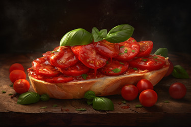 Tasty bruschetta tomato. Generate Ai - yliv