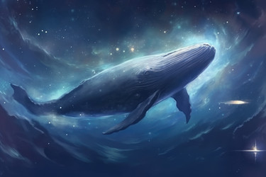 Big whale floating in stars. Generate Ai - yliv