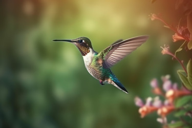 Летящая колибри. Цветочная птичья природа. Генерировать искусственный интеллект - yliv