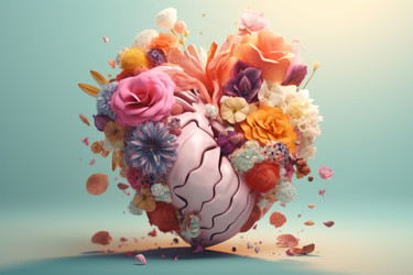 Цветочное сердце 3d. Летняя любовная открытка. Генерировать искусственный интеллект - yliv