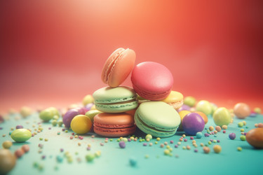 Красочные macarons пирамиды. Сладкая выпечка. Создать ИИ - yliv