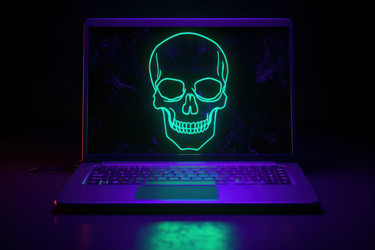 Неоновый череп ноутбука. Генерировать искусственный интеллект - yliv