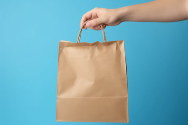 Paper hand bag. Food paper craft. Generate Ai - yliv