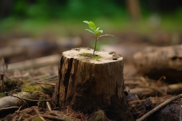 Young tree on stump. Generate Ai - yliv