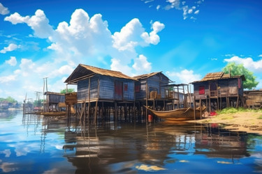 Водная деревня на море. Генерировать искусственный интеллект - yliv