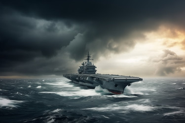 Военный самолет в море. Небесная буря. Генерировать искусственный интеллект - yliv