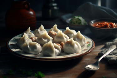 Горячие грузинские хинкали. Мясное блюдо. Генерировать искусственный интеллект - yliv