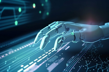 Прикосновение руки робота. Наука о мониторинге кодирования. Генерировать искусственный интеллект - yliv