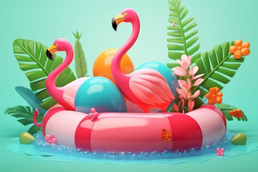 Летний фламинго. Розовая вода для отдыха. Генерировать искусственный интеллект - yliv