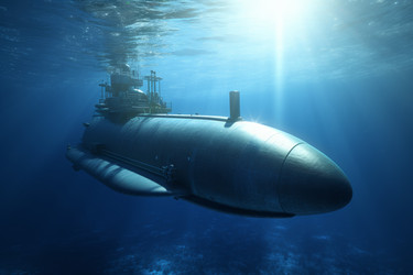 Подводная лодка в подводном солнце. Море корабль. Создать ИИ - yliv