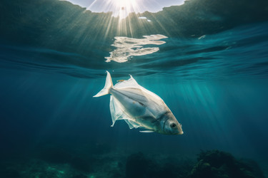 Пластиковый пакет для морской рыбы. Генерировать искусственный интеллект - yliv