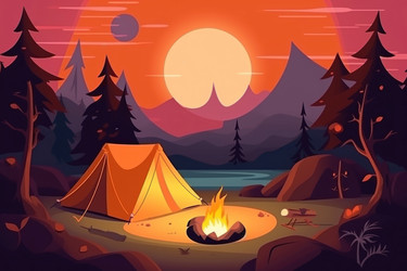 Летний отдых в кемпинге. Лесная природа. Генерировать искусственный интеллект - yliv