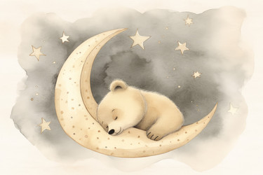 Watercolour bear sleeping. Cute baby. Generate Ai - yliv