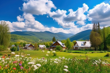 Цветочное поле, голубое небо. Генерировать искусственный интеллект - yliv