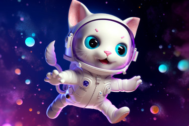 Милый кот в космическом скафандре. Детеныш животного. Генерировать искусственный интеллект - yliv