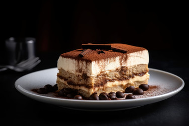 Tiramisu cake with chocolate. Biscuit food. Generate Ai - yliv