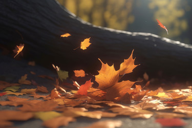 Autumn leafs under tree. Generate Ai - yliv