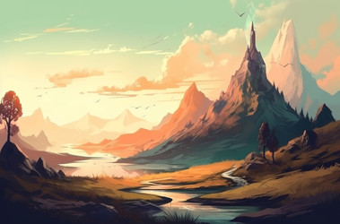 Горный фантастический пейзаж. Генерировать искусственный интеллект - yliv