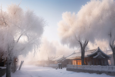 Village street at winter. Generate Ai - yliv