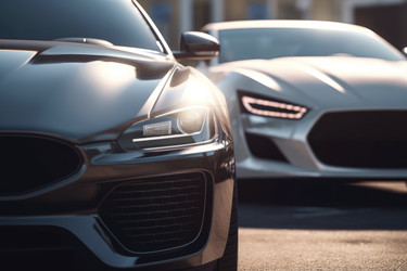 Гонка на спортивном автомобиле крупным планом. автомобильный фонарь. генерировать искусственный интеллект - yliv