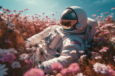 Космонавт возлагает цветы к природе. Генерировать искусственный интеллект - yliv