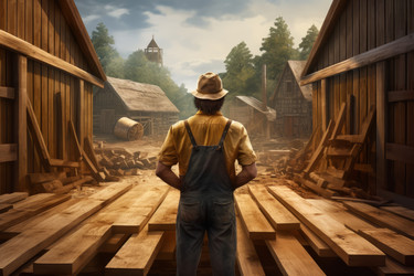 Carpenter sawmill machinery. Generate Ai - yliv