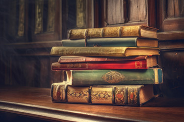 Стопка старинных книг. Школьная наука. Генерировать искусственный интеллект - yliv